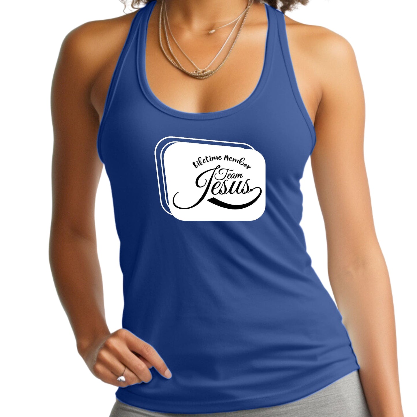 Womens Fitness Tank Top Graphic T-shirt Lifetime Member Team Jesus-3