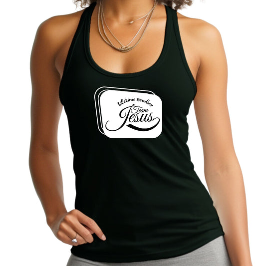 Womens Fitness Tank Top Graphic T-shirt Lifetime Member Team Jesus-0